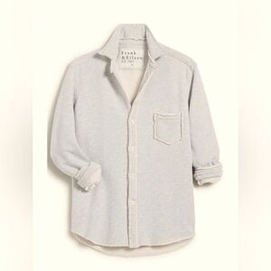 New Frank & Eileen- EILEEN Triple Fleece Button Down Heather White Melange Med